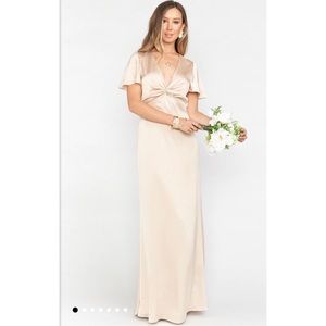 Show me your Mumu Rome Twist Gown in Champagne Luxe Satin